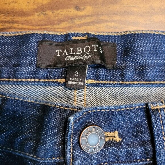 Talbots Jeans Womens 2 Straight Crop Low Rise Button Flap Pocket Dark Wash Denim - Picture 4 of 11